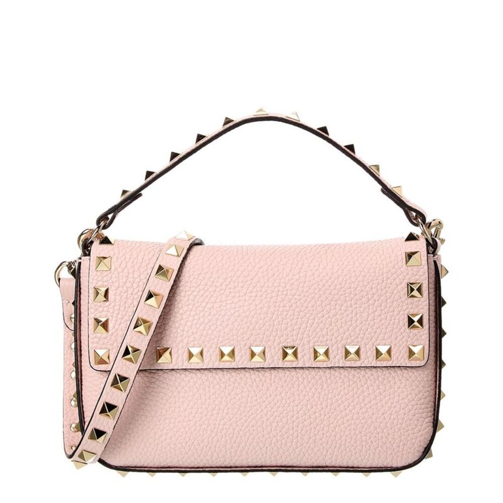 Valentino Rockstud Grainy Leather Crossbody, Pink